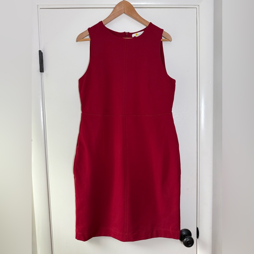🆕 Boden Sleeveless Ponte Sheath Dress Cranberry Red Classic Chic Tailored